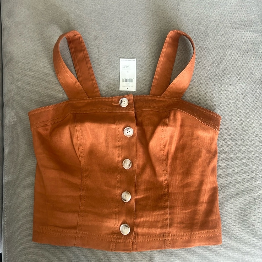 BANANA REPUBLIC WOMENS SIZE 2 TANK TOP CAMI SLEEVELESS LINEN ORANGE RUST NEW NWT